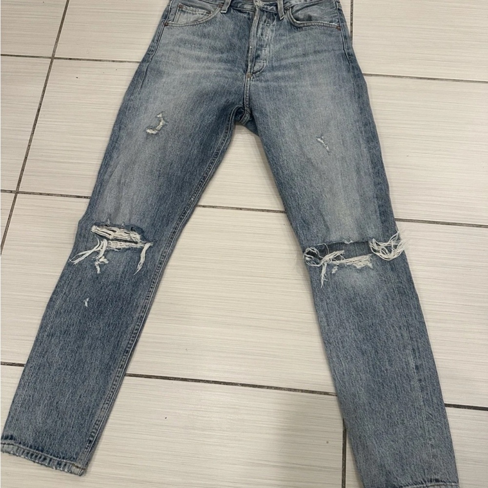Agolde Jeans. Straight With Cool Rips. Size 24. Pre Owned Great Condition